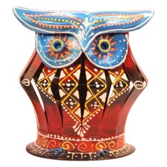 IRON PAINTED ROUND TEA LIGHT Owl