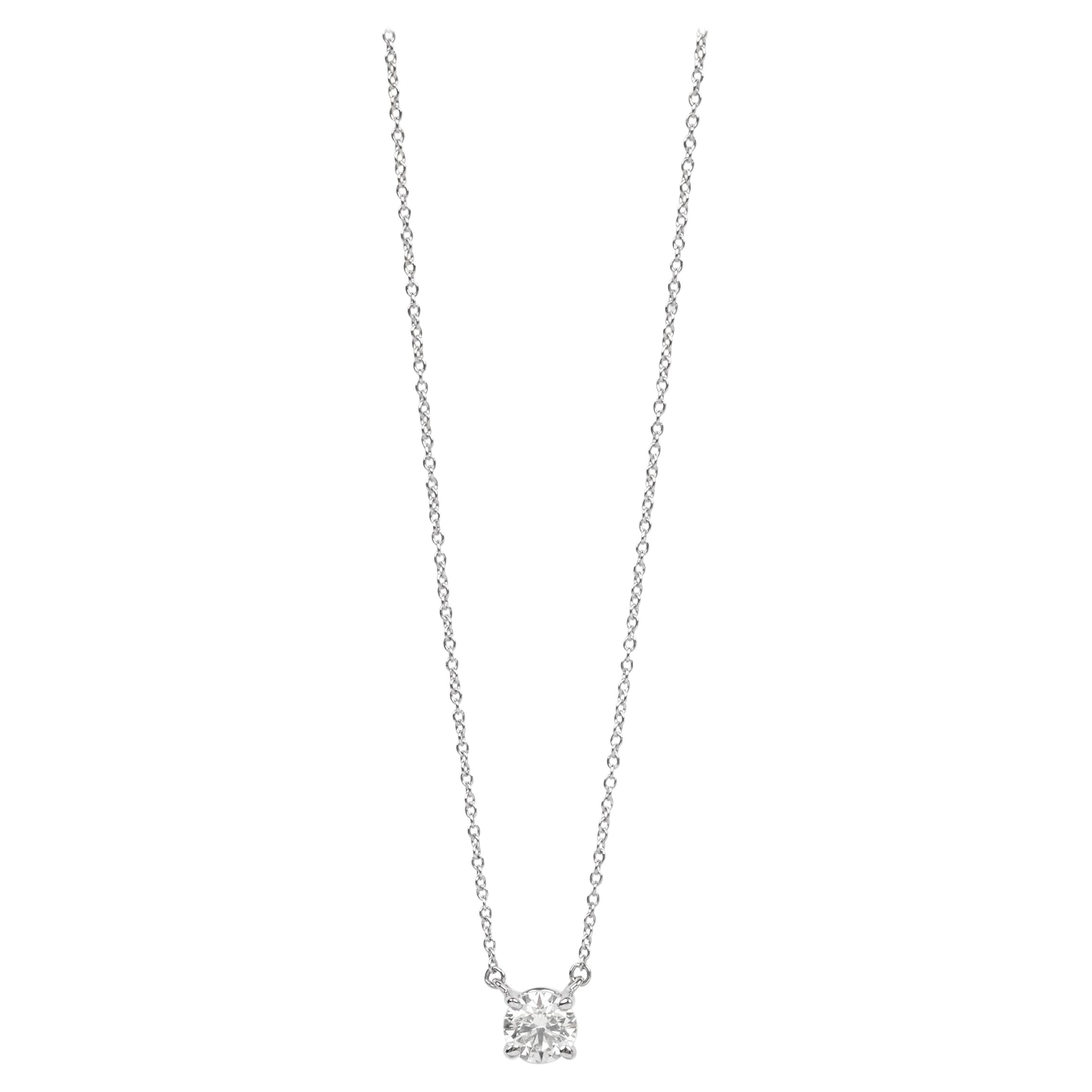 Tiffany & Co. 0.71ct Brilliant Cut Diamond Platinum Solitaire Pendant