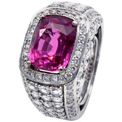 Natural Unheated 6.42 Carat Pink Sapphire Diamond Ring 6