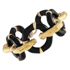 Gucci 18K Yellow Gold Enameled Bamboo Pattern Chain Bracelet