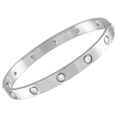 Cartier LOVE 18K White Gold 10 Diamond Bracelet  Size 17