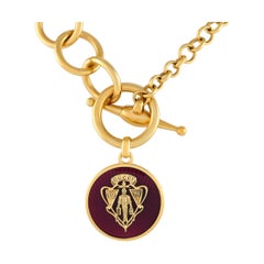 Gucci 18K Yellow Gold Family Crest Medallion Necklace