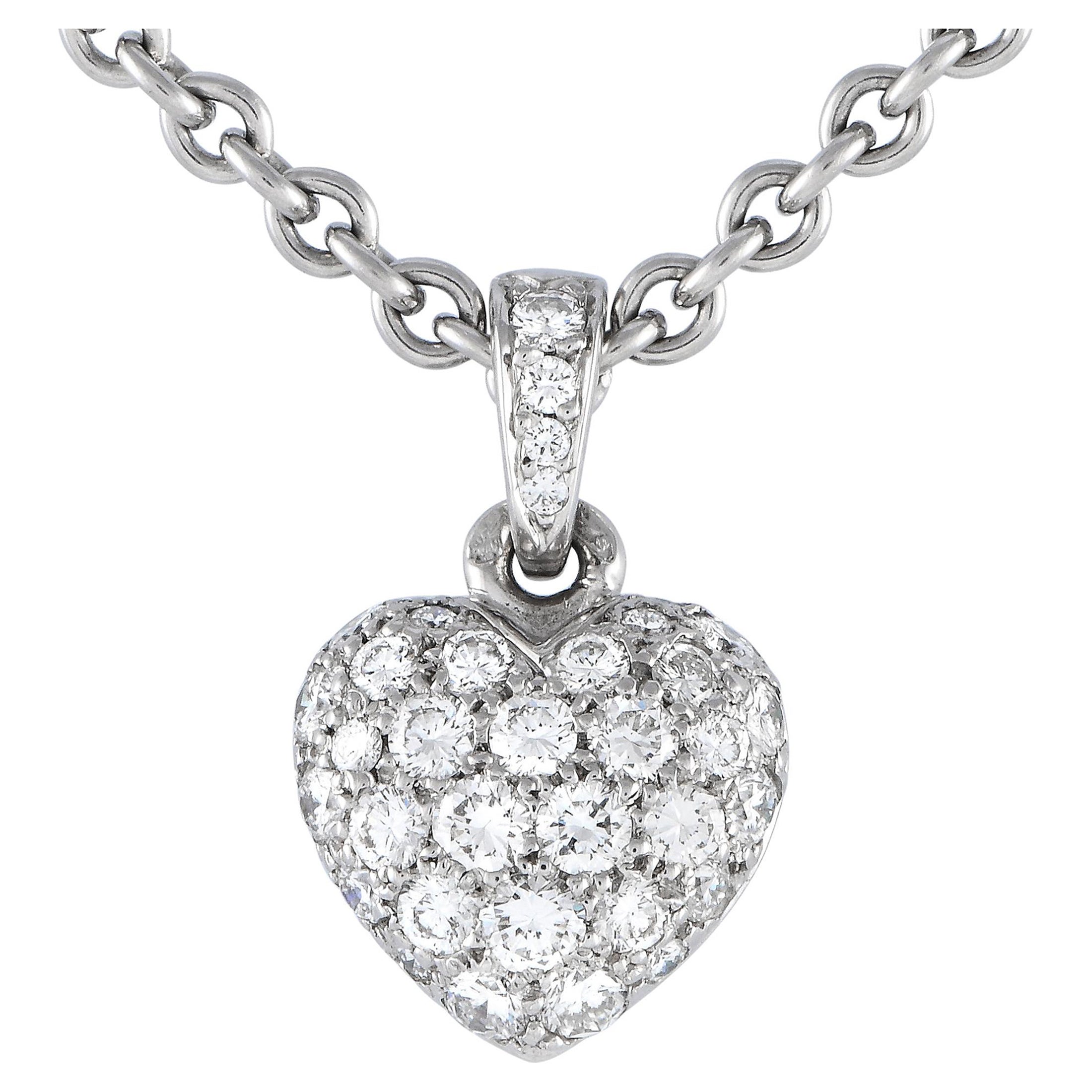 Cartier 18K White Gold Diamond Heart Necklace