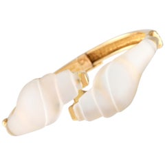 Ilias Lalaounis 18K Yellow Gold Rock Crystal Shell Bypass Bracelet