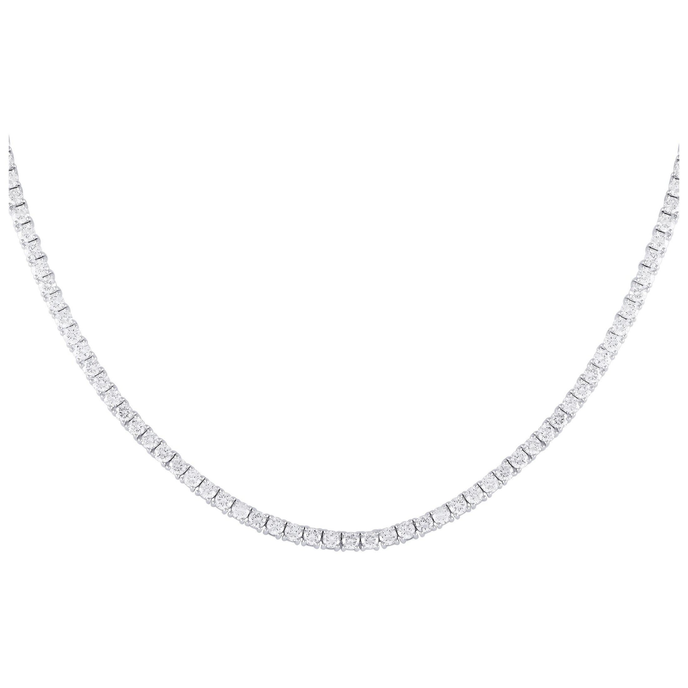 18K White Gold 10.47 ct Diamond Tennis Necklace