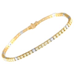 18K White and Yellow Gold 3.42 ct Diamond Tennis Bracelet