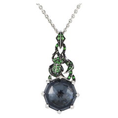 Stephen Webster Collier pendentif en or blanc 18 carats, quartz et tsavorite