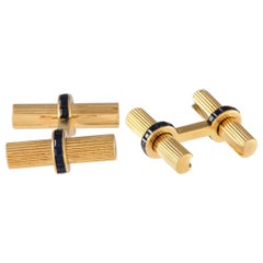 Van Cleef & Arpels 18K Yellow Gold Sapphire Tuxedo Cufflinks Set