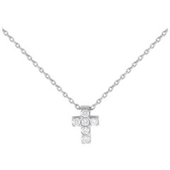 Used Van Cleef & Arpels 18K White Gold Diamond Cross Necklace