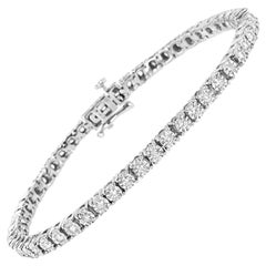 10K White Gold 1/2 Cttw Real Diamond Illusion-Set Miracle Plate Tennis Bracelet