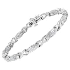 Bracciale tennis in oro bianco 14K con diamanti principeschi incastonati a vista da 1,0 Cttw - 7"
