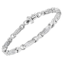 Bracelet de tennis en or blanc 14K 1.0 Cttw Invisible-Set Princesse Diamant - 7".