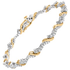 10K Yellow and White Gold 2.00 Cttw Diamond "S" Link 7" Bracelet