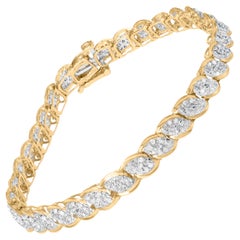 Bracelet en or jaune 10K à maillons en diamant taille ronde 2.00 Cttw 7.5".