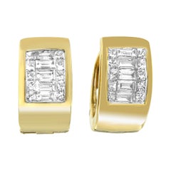 Boucles d'oreilles Huggy en or jaune 14K avec 1/2 cttw de diamant (H-I, VS2-SI1)