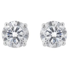 14K White Gold 1-1/2 Cttw Round-Cut Near Colorless Diamond Classic Stud Earrings