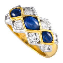 Adler 18K White Gold, Yellow Gold 0.80ct Diamond and Sapphire Ring