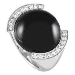 Cartier 18K White Gold Diamond and Smokey Quartz Ring