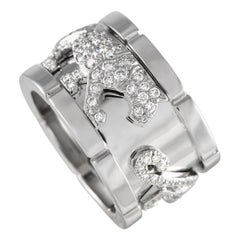 Cartier Mahango Panthre Anello a fascia larga con diamanti in oro bianco 18 carati
