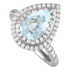 Tiffany & Co. Platinum 0.65ct Diamond and Aquamarine Soleste Ring