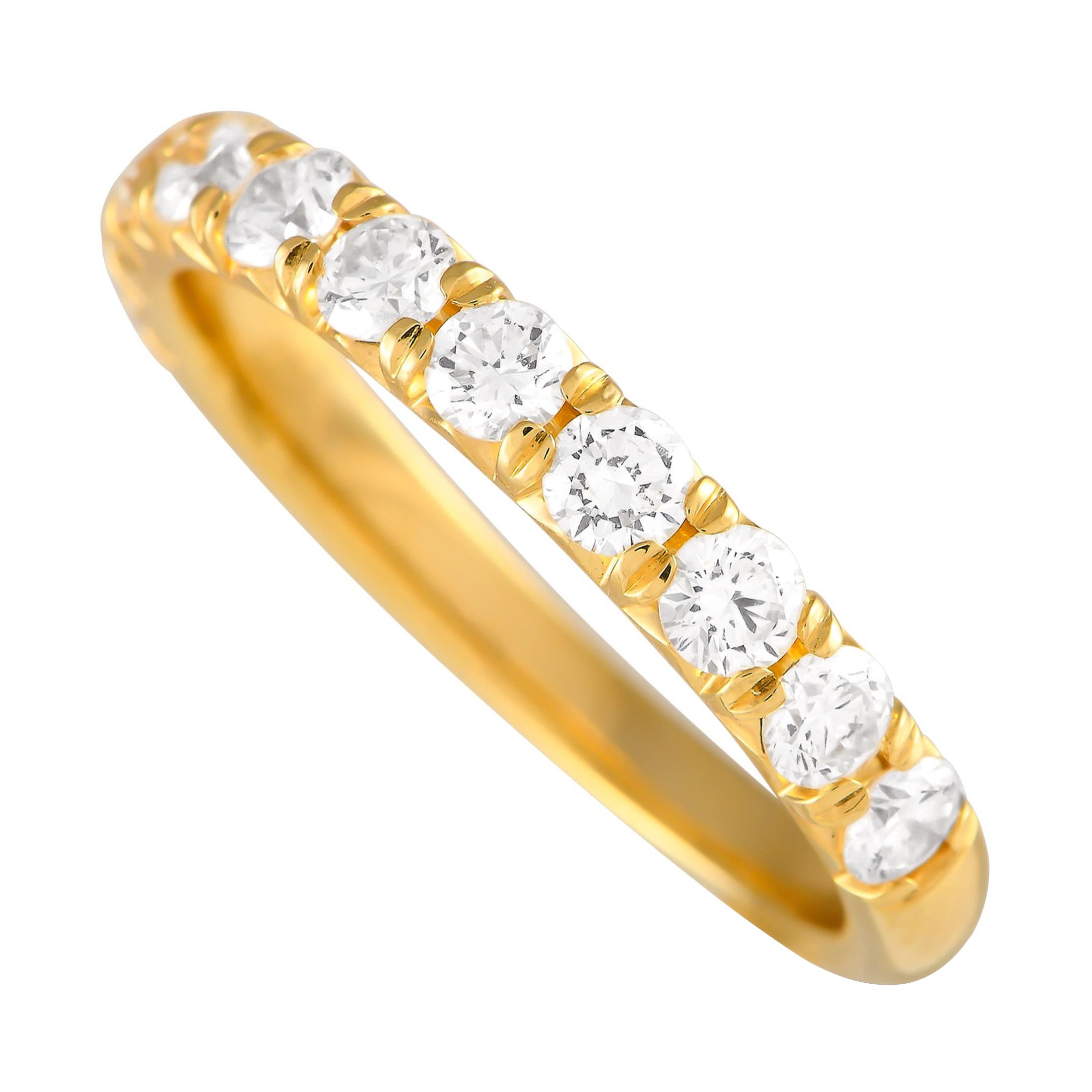 18K Yellow Gold 0.83ct Diamond Half-Eternity Band Ring