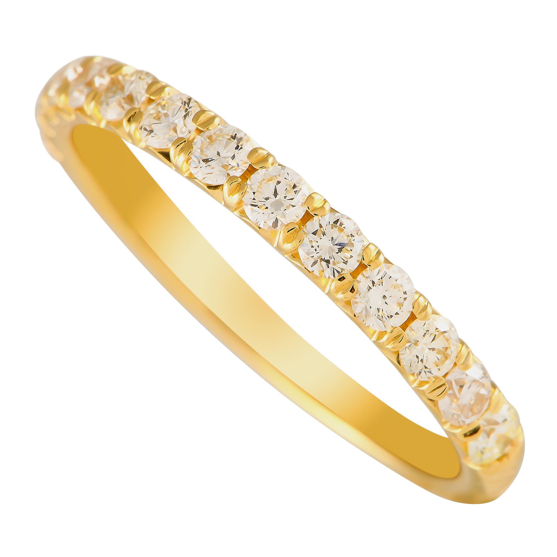 18K Yellow Gold 0.59ct Diamond Half-Eternity Band Ring