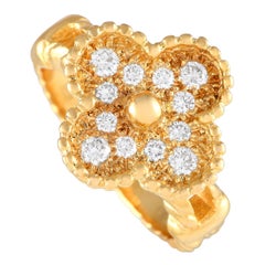 Van Cleef & Arpels Vintage Alhambra 18K Yellow Gold 0.48ct Diamond Ring