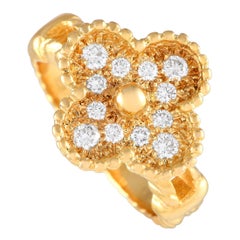 Van Cleef & Arpels, bague Vintage Alhambra en or jaune 18 carats et diamants 0,48 carat