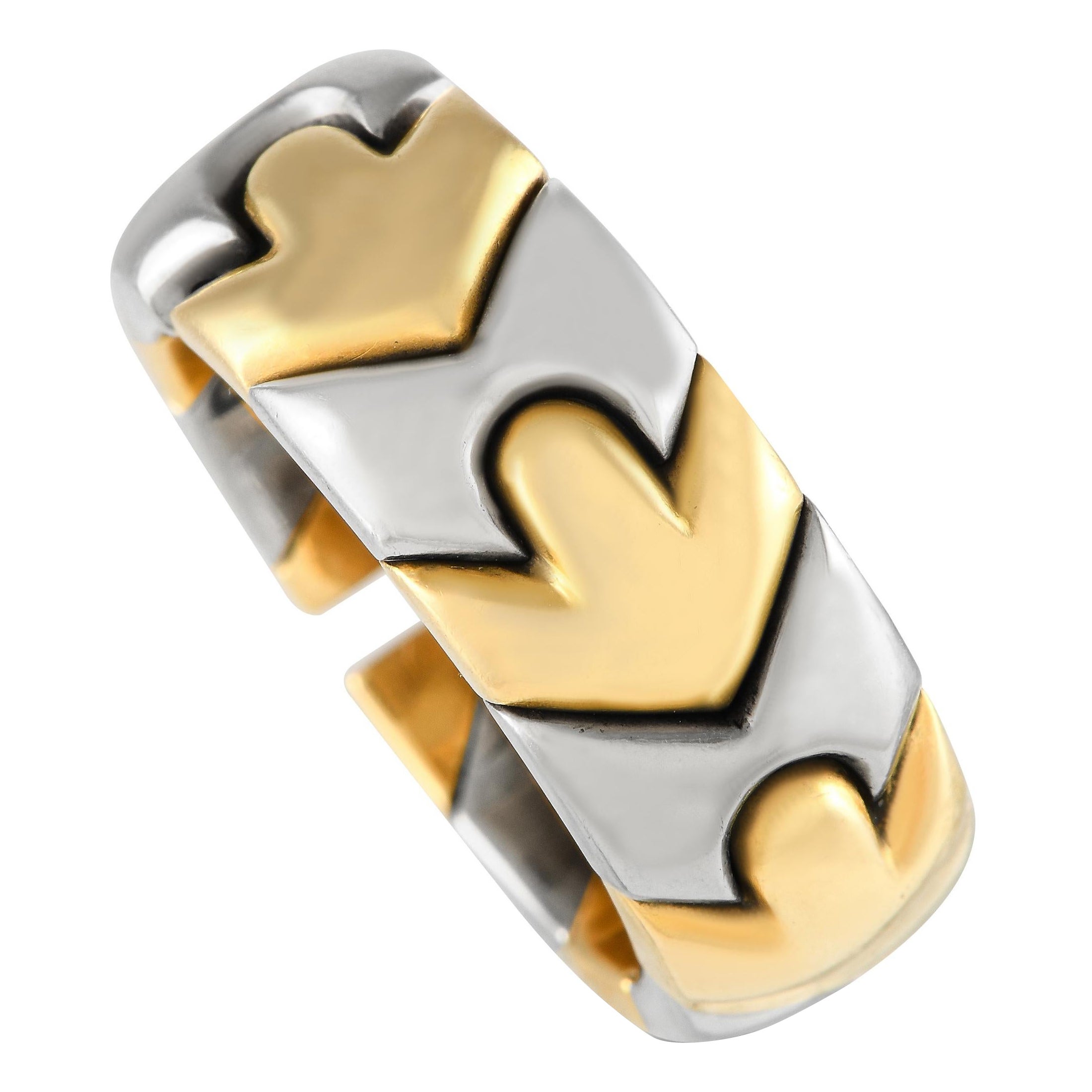 Bvlgari Alveare 18K Yellow Gold and Steel Ring
