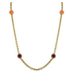Bvlgari 18K Yellow Gold Agate, Coral, Lapis, Onyx, and Fire Agate Necklace