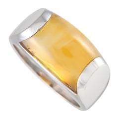 Bvlgari Tronchetto 18K White Gold Citrine Ring