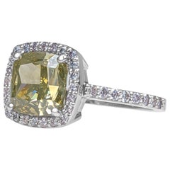 ¡SIN RESERVA! IGI 3,63 cttw Diamantes Amarillo Verdoso Fantasía - Anillo Blanco 18K