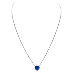 7 Carat Natural Heart Shape Sapphire Pendant Necklace in 14K White Gold