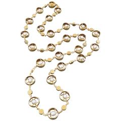 Herbert Haarstick Unique Modernist Pearl Gold Long Chain Necklace