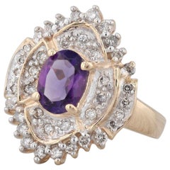 1.24ctw Amethyst Diamond Ring 14k Yellow Gold Size 7.5 Cocktail