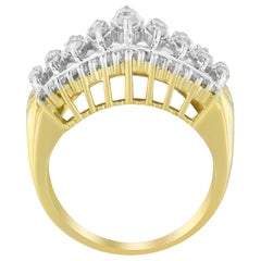 10KT Two-Tone Gold Diamond Cluster Band (1 cttw, I-J Color, I1-I2 Clarity)