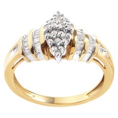 10K Yellow Gold 1/2 Cttw Diamond Pear Shaped Head and Multi Row Shank Ring