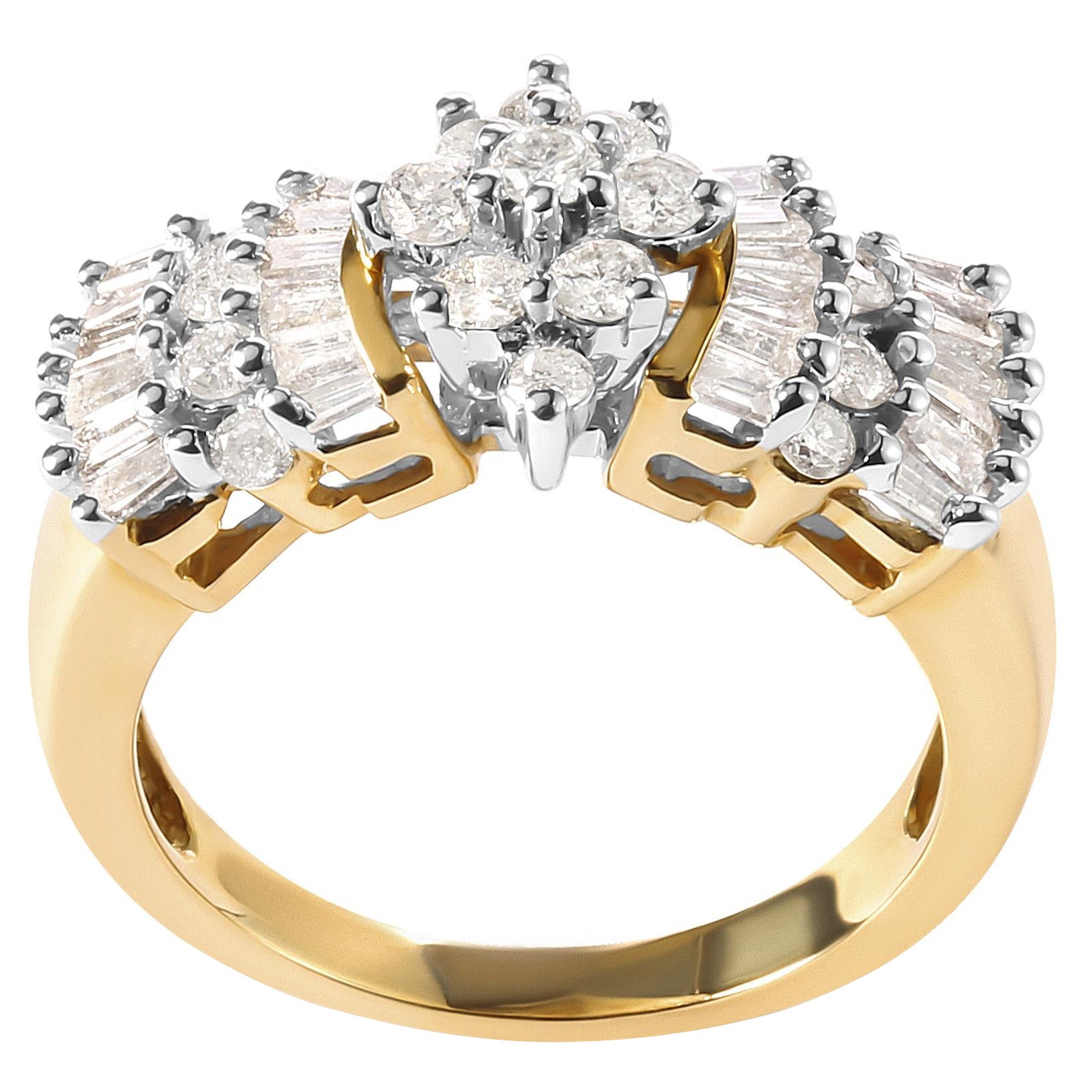 10K Gelbgold 1,00 Cttw Diamant Starburst Ring-Ring Größe 7