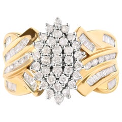 10K Yellow Gold 1 Cttw Diamond Pear Shaped Cluster Cocktail Ring - Ring Size 7