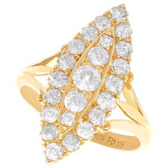 Antique Edwardian 1.55Ct Diamond and 18k Yellow Gold Marquise Ring (1903)