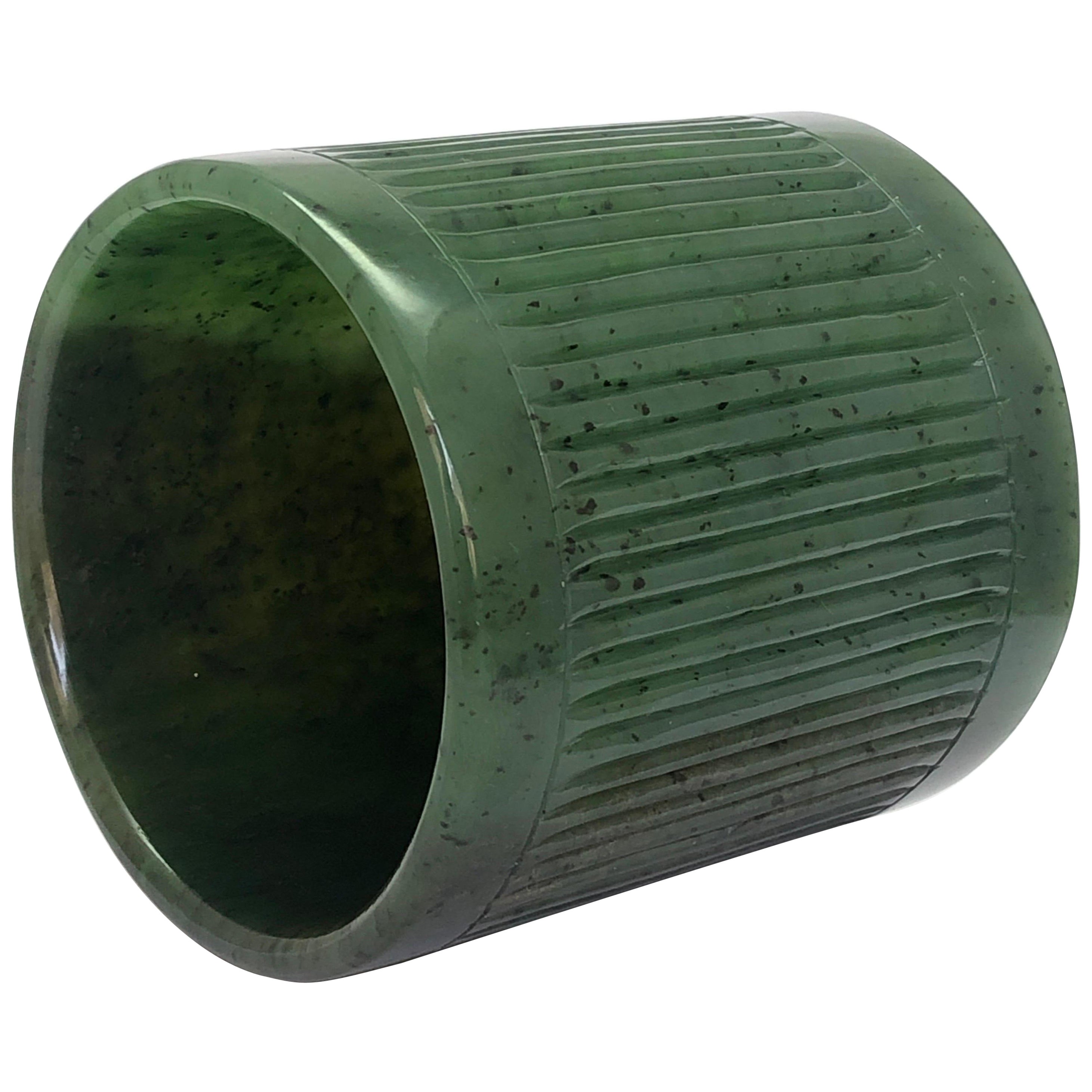 Handcarved nephrite jade whiskey glass