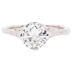Antique Edwardian 1.14 Carat Diamond Platinum Solitaire Ring