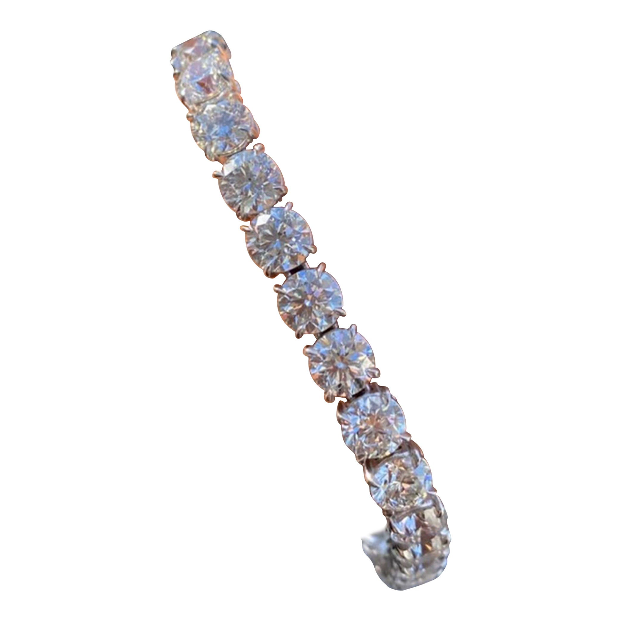 GIA Certified 24 Carat White Brilliant Cut Tennis Diamond Bracelet