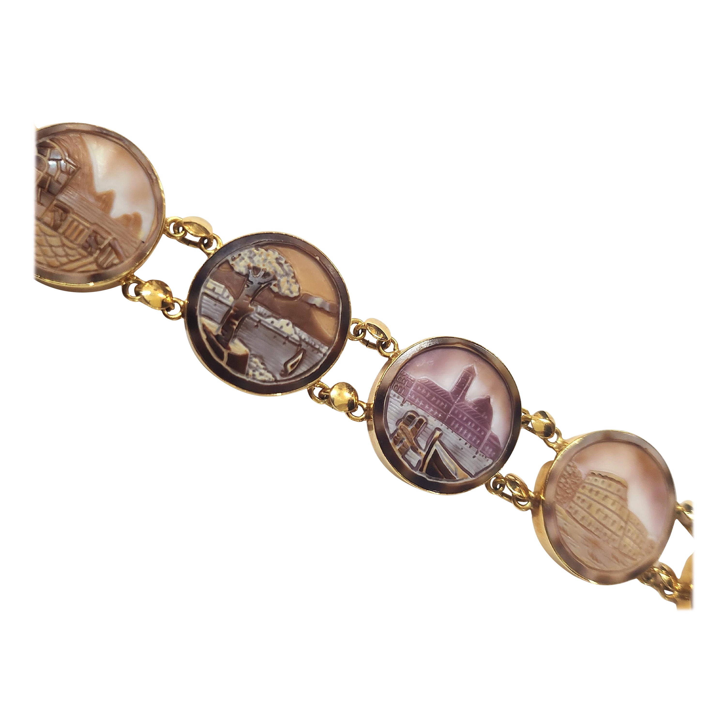 Vintage shell cameo Gold Bracelet For Sale