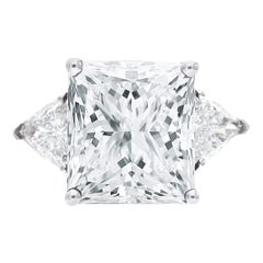 GIA 4.01 Carat Princess Cut Diamond with trillion Diamond Ring