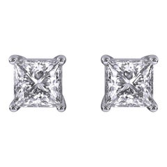 1CT Princess Cut Solitaire Lab-Grown Diamond Stud 4 Prong Martini Earrings