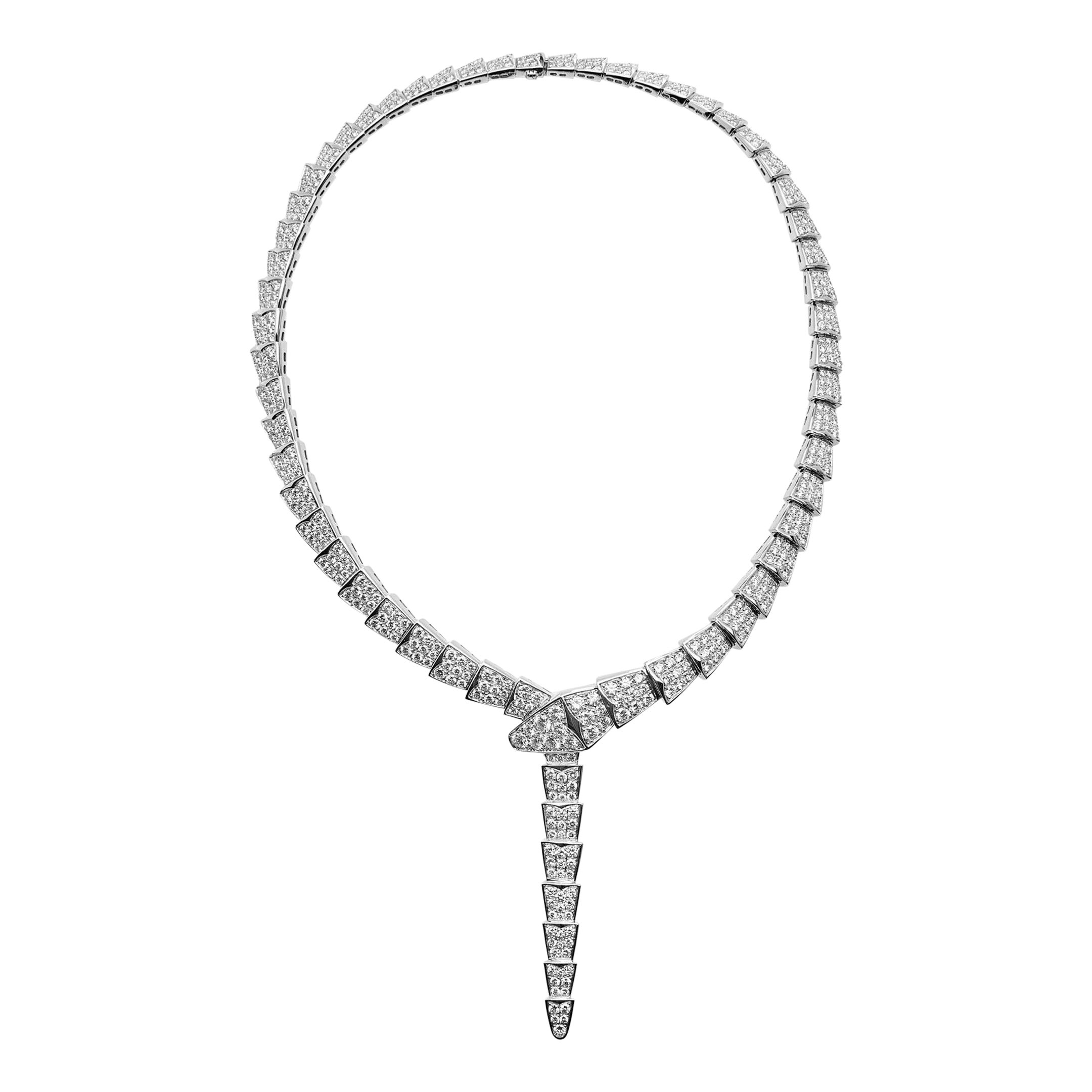 BVLGARI Collier Serpenti Viper en or blanc et diamants 348165