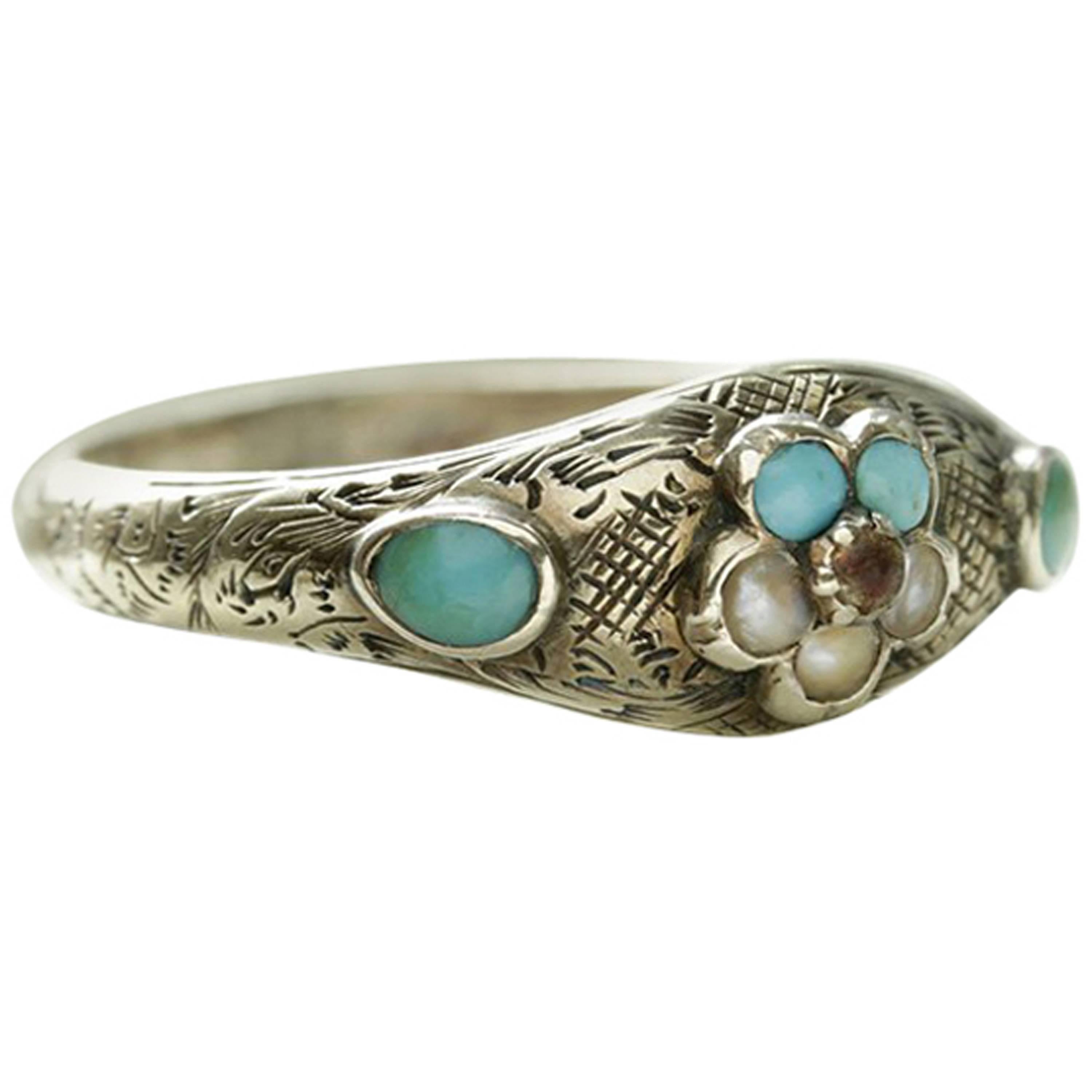 Georgian 'Forget Me Not' Flower Ring For Sale