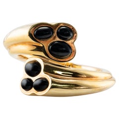 Artlinea Black Onyx Bracelet 18K Gold Bangle Italy