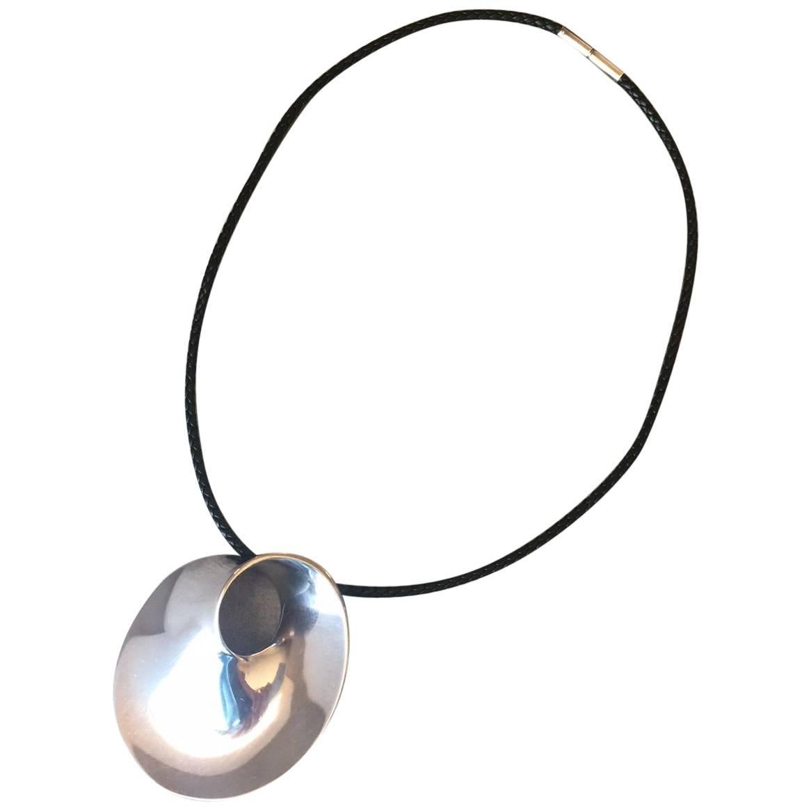 Georg Jensen Sterling Silver "Mobius" Large Pendant-Brooch No. 374 by Torun For Sale
